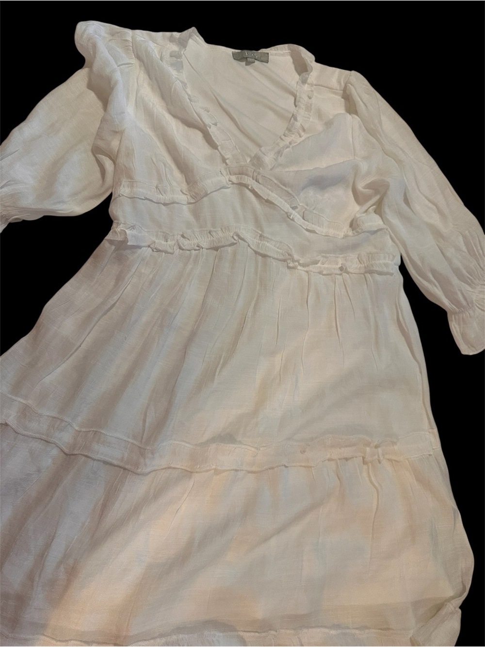 Women's White Ruffle Tiered Dress Size